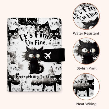Cat Passport Holder for Travel Essentials, RFID Blocking Wallet Case - color: Cat Fine