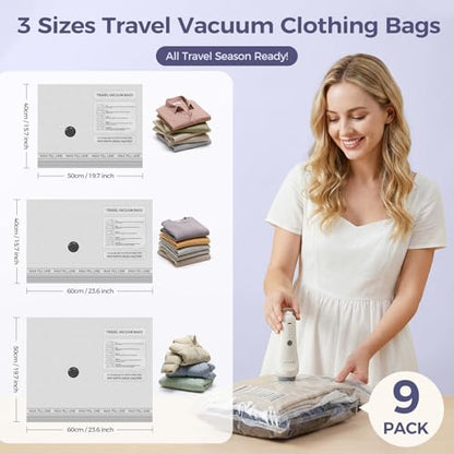 Travel Vacuum Bags with Electric Pump, 80% Space Saver, 9-Piece - style: 9 Combo Travel Size