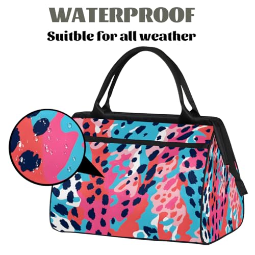 Leopard Print Weekender Overnight Bag for Women Travel Gym Sport - color: D 017