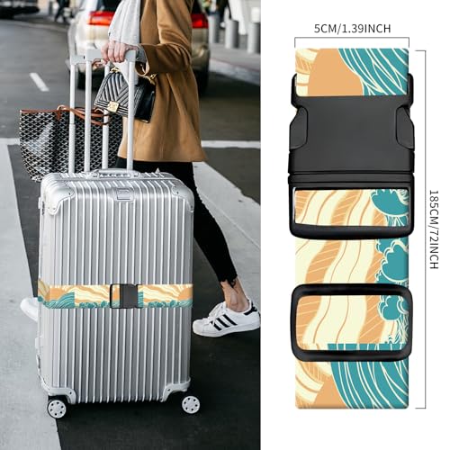 Luggage Straps for Suitcases, Heavy Duty Travel Belt with Quick-Release Buckle, Adjustable Suitcase Strap, Cute Luggage Accessories for Travel Sunrise Pattern - color: Sunrise Pattern