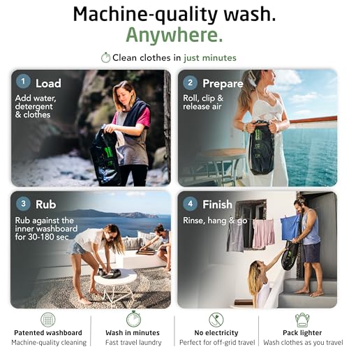 Scrubba Wash Bag Patented Washboard-in-a-Bag™ 5 oz Travel Clothes Washer