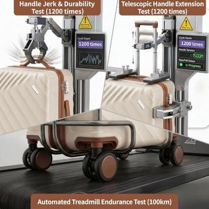 Rosamo 3-Piece Hard Shell Expandable Luggage Set, Airline Approved Carry-On - color: Beige