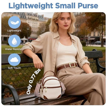 Anti Theft Crossbody Bag for Women RFID Small Purse Travel - color: Beige Brown