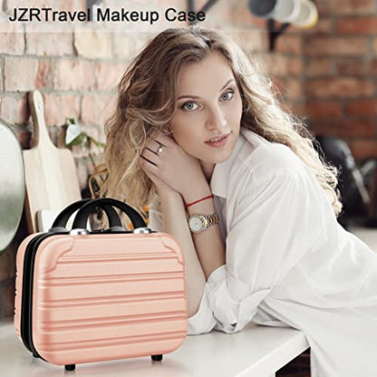 14 inch Hard Shell Makeup Train Case Portable PC ABS Mini Suitcase - color: pink