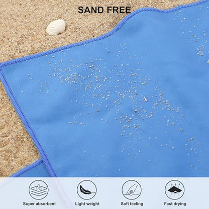 Rainleaf Microfiber Towel Quick Dry Camping & Travel & Gym Towel. Compact - color: Blue, size: 48.00" x 24.00"