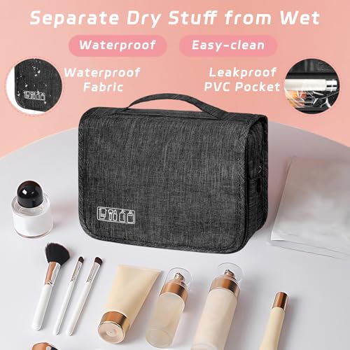 Toiletry Bag Travel Bag with Hanging Hook for Women and Men,Black - color: A-Black