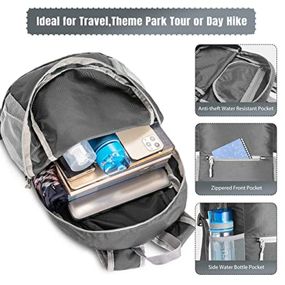 ZOMAKE Lightweight Packable Backpack, Foldable Small Travel Day Pack - color: Medium Grey