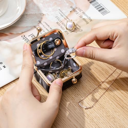 Genuine Leather Mini Jewelry Box for Women, Portable Travel Jewelry Case - color: Storm Blue - 2.5in - Crocdile Pattern