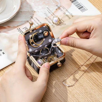 Genuine Leather Mini Jewelry Box for Women, Portable Travel Jewelry Case - color: Storm Blue - 2.5in - Crocdile Pattern