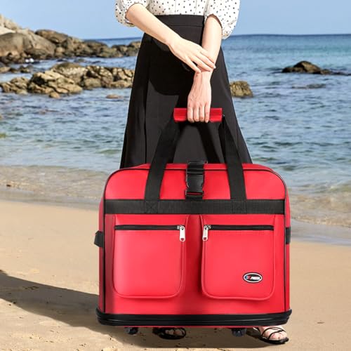 30'' Expandable Rolling Duffel Bag Suitcases w/Wheels,Foldable Luggage Bag - color: Red, size: 30"