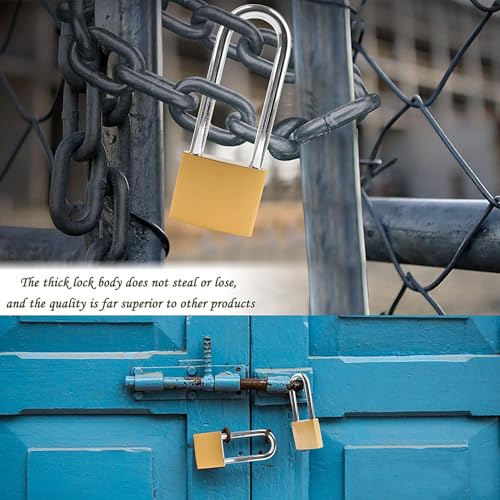 XFJSAK 2 Pack Key Locks(keyed Alike), Shackle Length 2.63in, Padlock with Keys, Long Shackle Padlocks with Keys, Gym Locker Padlocks, High Security Padlock, for Indoor, Gate, Garage - color: 2 pack 38mm - yellow