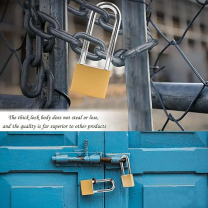 XFJSAK 2 Pack Key Locks(keyed Alike), Shackle Length 2.63in, Padlock with Keys, Long Shackle Padlocks with Keys, Gym Locker Padlocks, High Security Padlock, for Indoor, Gate, Garage - color: 2 pack 38mm - yellow