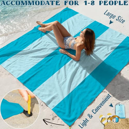 Beach Blanket Sandproof Waterproof Oversized 78"x81"/10'x9' Compact mat - color: Light Green, size: 10'×9'