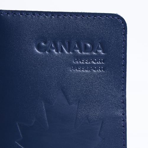 INCARNE Leather Passport Cover - Passport Wallet - Passport Sleeve with Card Slots & Note Compartment, Classic Blue - color: Classic Blue, style: Maple Canada