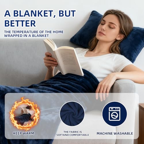 2-in-1 Travel Pillow/Blanket,Airplane Neck Pillow,Lightweight Throw Blanket - color: Blue