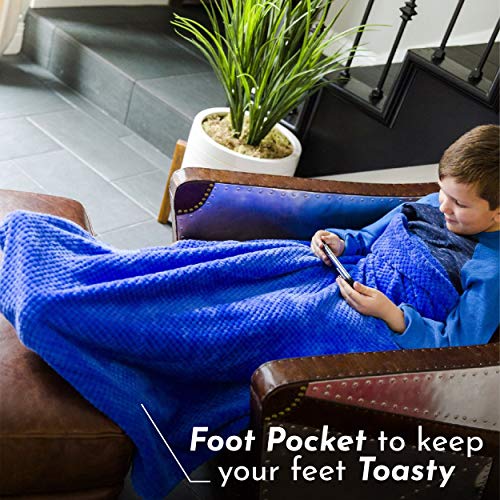PediPocket Original Patented Kidz 40" x 50" Rockin' Royal Blue Blanket - color: Rockin' Royal Blue