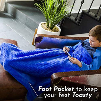 PediPocket Original Patented Kidz 40" x 50" Rockin' Royal Blue Blanket - color: Rockin' Royal Blue