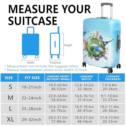 Travel Luggage Cover Protector Stretchable,Washable&Anti-Scratch,Fits 18-32 Inch case (Blue goes on a trip, S(18-21 inch)) - color: Blue goes on a trip, size: S(18-21 inch)