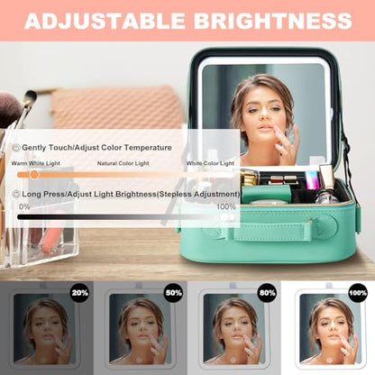 Mocado Travel Makeup Bag with Mirror Travel Makeup Organizer Makeup Case - color: Powdery Green