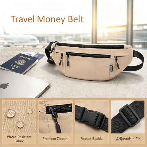 Money Belt for Travel RFID Blocking Passport Holder (light grey) - color: light grey