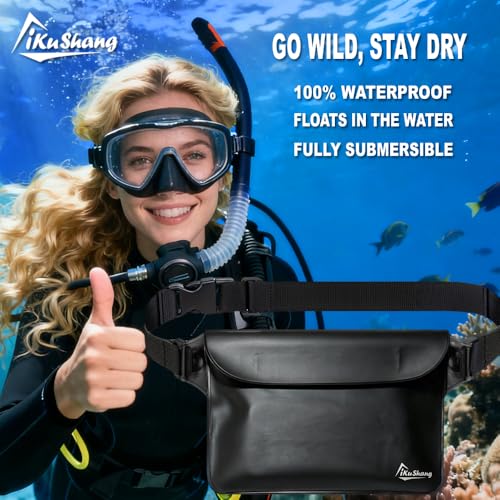 Waterproof Fanny Pack, Dry Bag Phone Pouch for Beach Swimming Kayaking - color: Black+Black