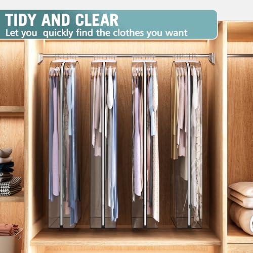 Liuoud Clear Garment Bags for Hanging Clothes 10” Gusseted, 4 Pack, 60” - color: Clear, size: 60 inch