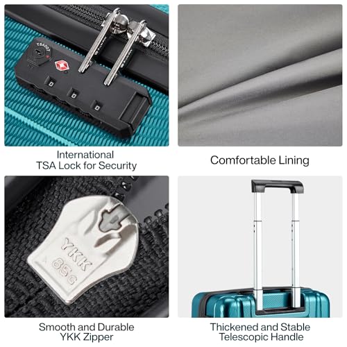 Hanke Luggage Sets 3 piece Carry On Luggage with Wheels PC Hard Shell Suitcases Lightweight Checked Travel Luggage Extra Large Travel Suitcase Woman Men 20/24/29 Inch(Caribbean Blue) - color: Caribbean Blue, size: 3 Pc Set(20/24/29)