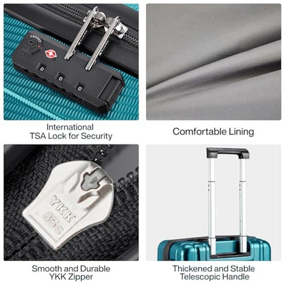 Hanke Luggage Sets 3 piece Carry On Luggage with Wheels PC Hard Shell Suitcases Lightweight Checked Travel Luggage Extra Large Travel Suitcase Woman Men 20/24/29 Inch(Caribbean Blue) - color: Caribbean Blue, size: 3 Pc Set(20/24/29)