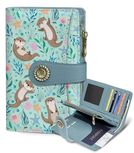 Otter Wallet Women RFID, Cute Passport Holder, Credit Card Holder - color: Otter