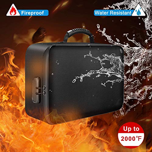 DocSafe Document Bag with Lock, Fireproof 3-Layer File Storage Box, Black - color: Black, size: 14.2"x10.6"x4"