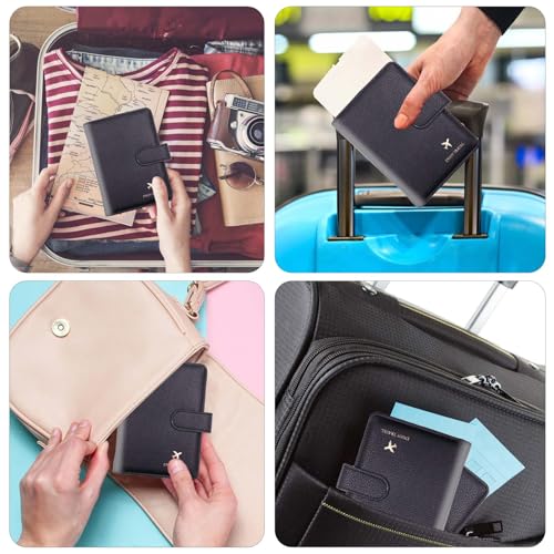 Cnycmy Passport Holder for Travel,Passport Cover Case with RFID - color: Leatherate-Black