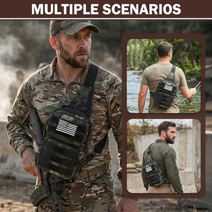 Tactical Sling Bag Backpack, RFID Blocking Crossbody Shoulder Bag for Men - color: Black CM