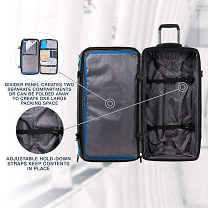Travelpro Bold Drop-Bottom Wheeled Duffel Bag, Blue/Black, 30-Inch - color: Blue/Black