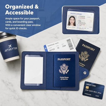 Passport Cover Travel Wallet Holder Case PU Leather Navy Blue - color: Navy Blue