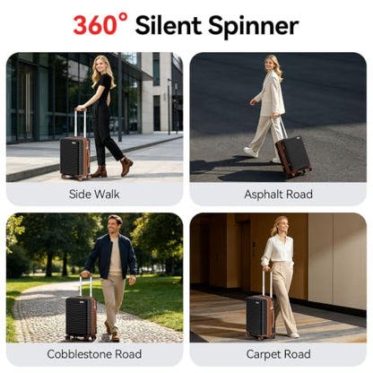 Trunk Luggage, Hardside Checked Suitcase, Black and Brown, 28 in - color: Black+Brown, size: 28in
