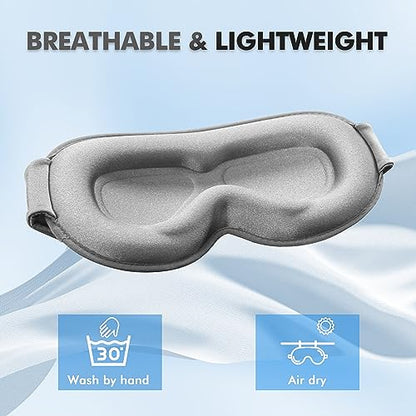 Sleep Mask for Men and Women, 3D Blackout Eye Mask for Side Sleepers, Grey - color: Grey