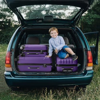 Karl home Luggage Set of 3 Hardside Suitcase Sets - Purple (20/24/28) - color: Purple, size: 3 Piece Set