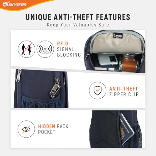 SKYSPER Sling Bag RFID Cross Body Bag Recycled Crossbody Backpack Travel Daypack - color: Blue