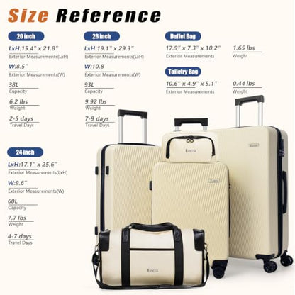 Eeeza Luggage Sets 3 Piece, Carry on Luggage 20in Suitcase Set,Beige - color: Beige, size: 3 Piece (20")