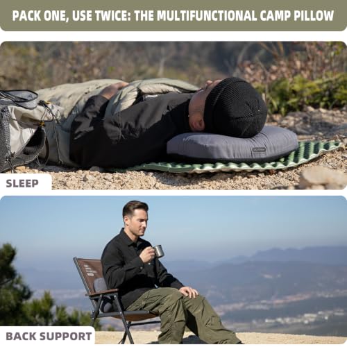 BISINNA Camping Memory Foam Pillow Backpacking Pillow with Removable Cover - color: Gray