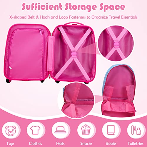 KOTEK Kids Carry On Luggage Set, 16" Hardside Rolling Suitcase with Spinner Wheels, Travel Rolling Luggage for Boys Girls (Deer) - color: Deer