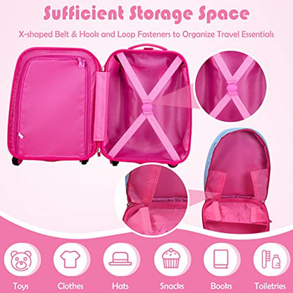 KOTEK Kids Carry On Luggage Set, 16" Hardside Rolling Suitcase with Spinner Wheels, Travel Rolling Luggage for Boys Girls (Deer) - color: Deer