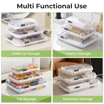 UFORU 6 PCS Clear Hard Shell Zipper Case, Diaper Bag Organizer Pouches | 6L, Large Capacity, Water-Resistant & Dust-Proof Protection, Smooth Dual Zippers, Space-Saving Organization, Clear Visibility - size: 6L