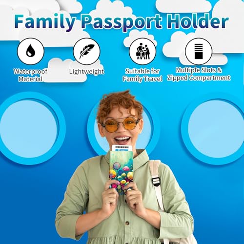 Family Passport Holder RFID,Colorful Dandelion - color: Colorful Dandelion