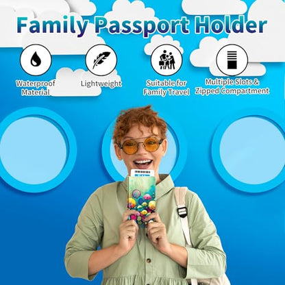 Family Passport Holder RFID,Colorful Dandelion - color: Colorful Dandelion