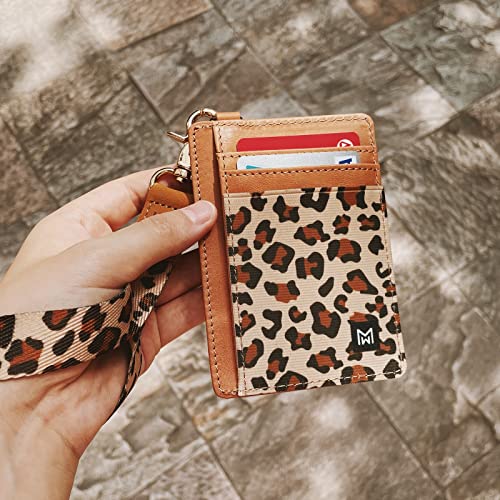 Credit Card Holder Wallet Women RFID Blocking Slim Wallet Front Pocket - color: leopard print