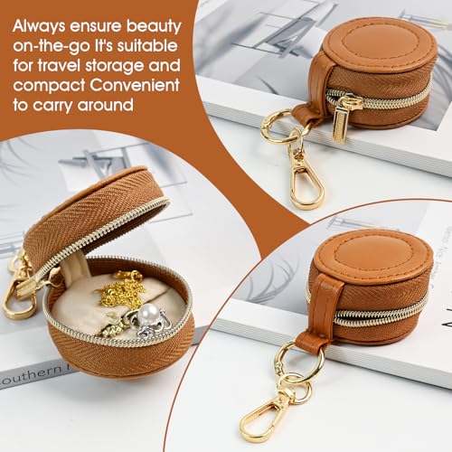 Portable Ring Keychain Holder - brown Jewelry Holder - color: brown