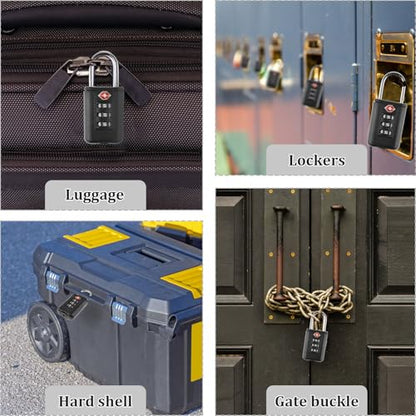 6 Pack Luggage Locks TSA Approved 3 Digit Travel Combination Portable Small Padlocks Stainless Steel TSA Accepted Toolbox Locks for Travel Bag Suitcase Lockers | Portable Small, Stainless Steel, For Travel Bag Suitcase Lockers, Toolbox Locks