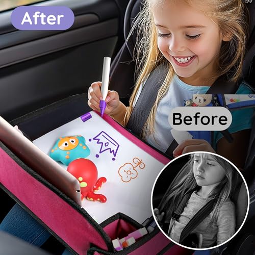 Kids Lap Desk Tray for Road Trip Activities, Portable, Pink 1PCS - color: Pink-1PCS