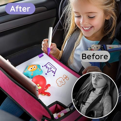 Kids Lap Desk Tray for Road Trip Activities, Portable, Pink 1PCS - color: Pink-1PCS